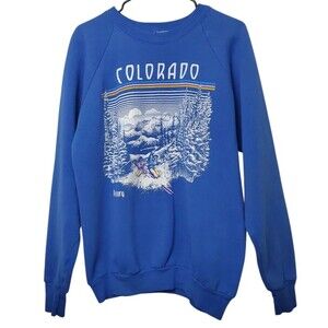 Fruit Of The Loom Blue Colorado Purgatory Double Sided Graphic Sweatshirt XL VTG